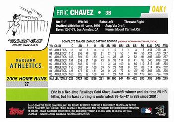 2006 Topps Oakland Athletics #OAK1 Eric Chavez Back