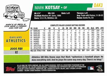 2006 Topps Oakland Athletics #OAK3 Mark Kotsay Back