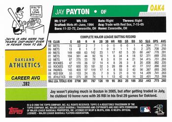 2006 Topps Oakland Athletics #OAK4 Jay Payton Back