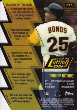 2000 Topps HD - On the Cutting Edge #CE3 Barry Bonds Back