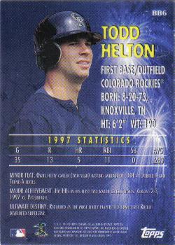 1998 Topps - Baby Boomers #BB6 Todd Helton Back