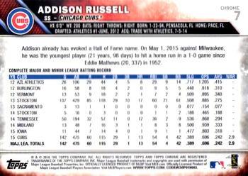2016 Topps Chrome #7 Addison Russell Back