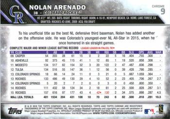 2016 Topps Chrome #9 Nolan Arenado Back
