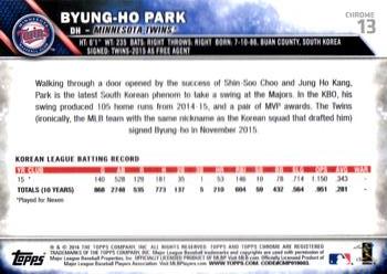 2016 Topps Chrome #13 Byung-Ho Park Back