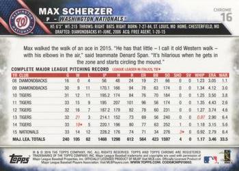 2016 Topps Chrome #16 Max Scherzer Back
