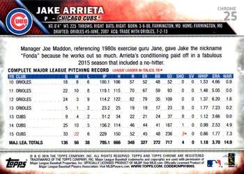2016 Topps Chrome #25 Jake Arrieta Back