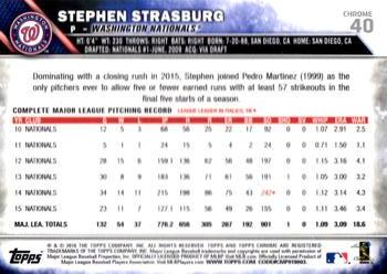 2016 Topps Chrome #40 Stephen Strasburg Back