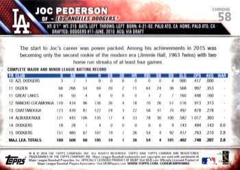 2016 Topps Chrome #58 Joc Pederson Back