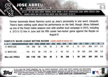 2016 Topps Chrome #63 Jose Abreu Back