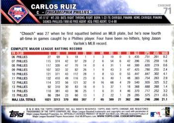2016 Topps Chrome #71 Carlos Ruiz Back