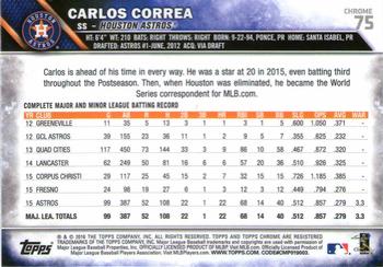 2016 Topps Chrome #75 Carlos Correa Back