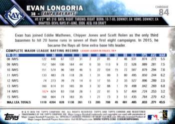 2016 Topps Chrome #84 Evan Longoria Back