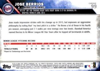 2016 Topps Chrome #99 Jose Berrios Back