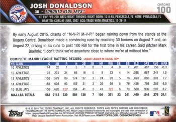 2016 Topps Chrome #100 Josh Donaldson Back