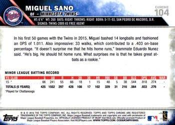 2016 Topps Chrome #104 Miguel Sano Back
