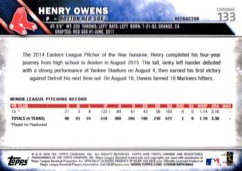 2016 Topps Chrome #133 Henry Owens Back