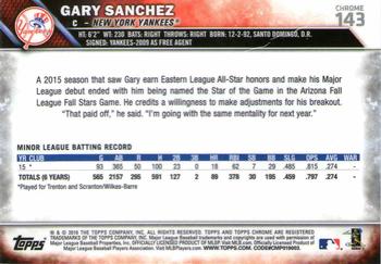 2016 Topps Chrome #143 Gary Sanchez Back