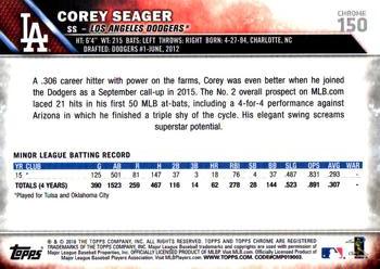 2016 Topps Chrome #150 Corey Seager Back