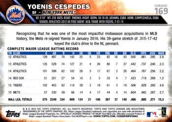 2016 Topps Chrome #169 Yoenis Cespedes Back