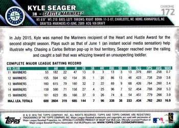 2016 Topps Chrome #172 Kyle Seager Back