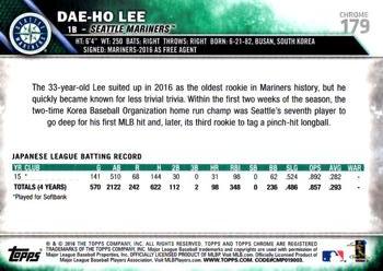 2016 Topps Chrome #179 Dae-Ho Lee Back