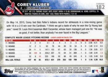 2016 Topps Chrome #182 Corey Kluber Back