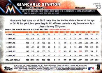 2016 Topps Chrome #53 Giancarlo Stanton Back