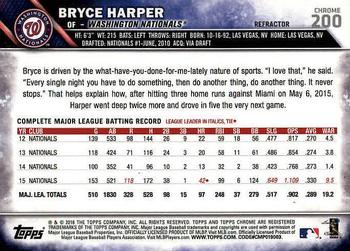 2016 Topps Chrome #200 Bryce Harper Back