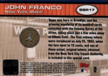 2000 Topps Subway Series - FanFare Tokens #SSR17 John Franco  Back
