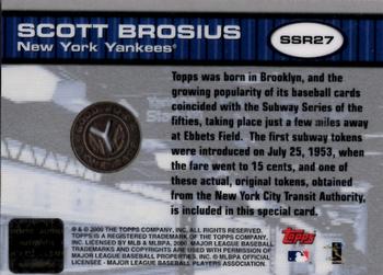 2000 Topps Subway Series - FanFare Tokens #SSR27 Scott Brosius  Back