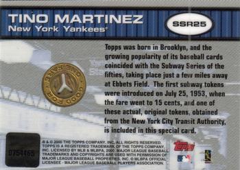 2000 Topps Subway Series - FanFare Tokens #SSR25 Tino Martinez  Back