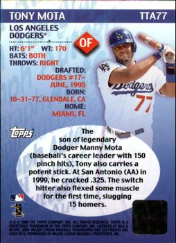 2000 Topps Traded & Rookies - Autographs #TTA77 Tony Mota  Back