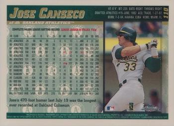 1998 Topps Chrome #110 Jose Canseco Back