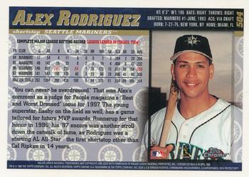 1998 Topps Chrome #504 Alex Rodriguez Back