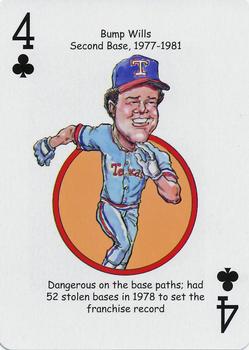2012 Hero Decks Texas Rangers Baseball Heroes Playing Cards #4♣ Bump Wills Front