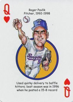 2012 Hero Decks Texas Rangers Baseball Heroes Playing Cards #Q♥ Roger Pavlik Front