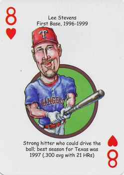 2012 Hero Decks Texas Rangers Baseball Heroes Playing Cards #8♥ Lee Stevens Front