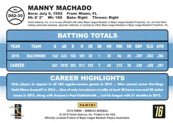 2016 Donruss - 1982 #D82-30 Manny Machado Back