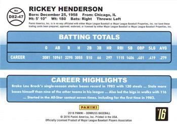 2016 Donruss - 1982 #D82-47 Rickey Henderson Back