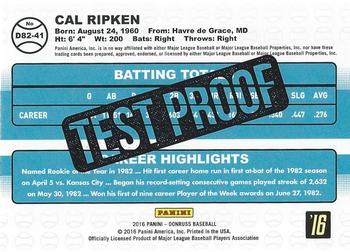 2016 Donruss - 1982 Test Proof Cyan #D82-41 Cal Ripken Jr. Back