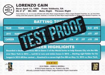 2016 Donruss - 1982 Test Proof Black #D82-3 Lorenzo Cain Back