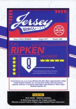 2016 Donruss - Jersey Kings #JK-CR Cal Ripken Jr. Back
