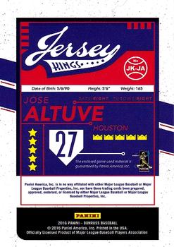 2016 Donruss - Jersey Kings #JK-JA Jose Altuve Back