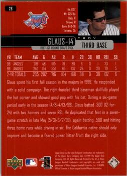 2000 Upper Deck - UD Exclusives Silver #28 Troy Glaus  Back