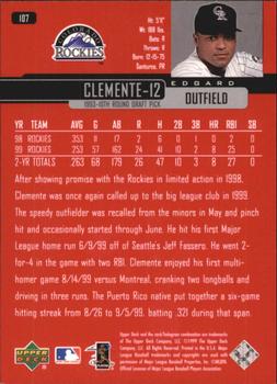 2000 Upper Deck - UD Exclusives Silver #107 Edgard Clemente  Back