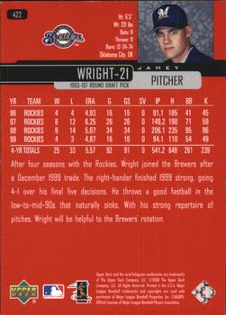2000 Upper Deck - UD Exclusives Silver #422 Jamey Wright  Back