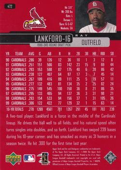 2000 Upper Deck - UD Exclusives Silver #472 Ray Lankford  Back