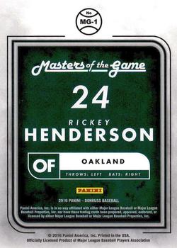 2016 Donruss - Masters of the Game #MG-1 Rickey Henderson Back