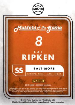 2016 Donruss - Masters of the Game #MG-10 Cal Ripken Jr. Back