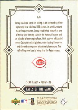 2000 Upper Deck - Faces of the Game #F20 Sean Casey  Back